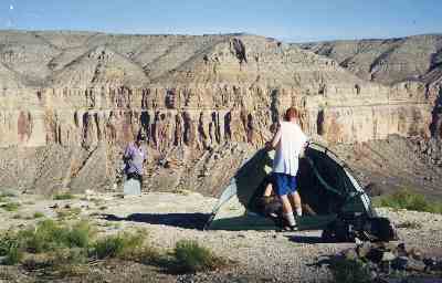 pitching tent